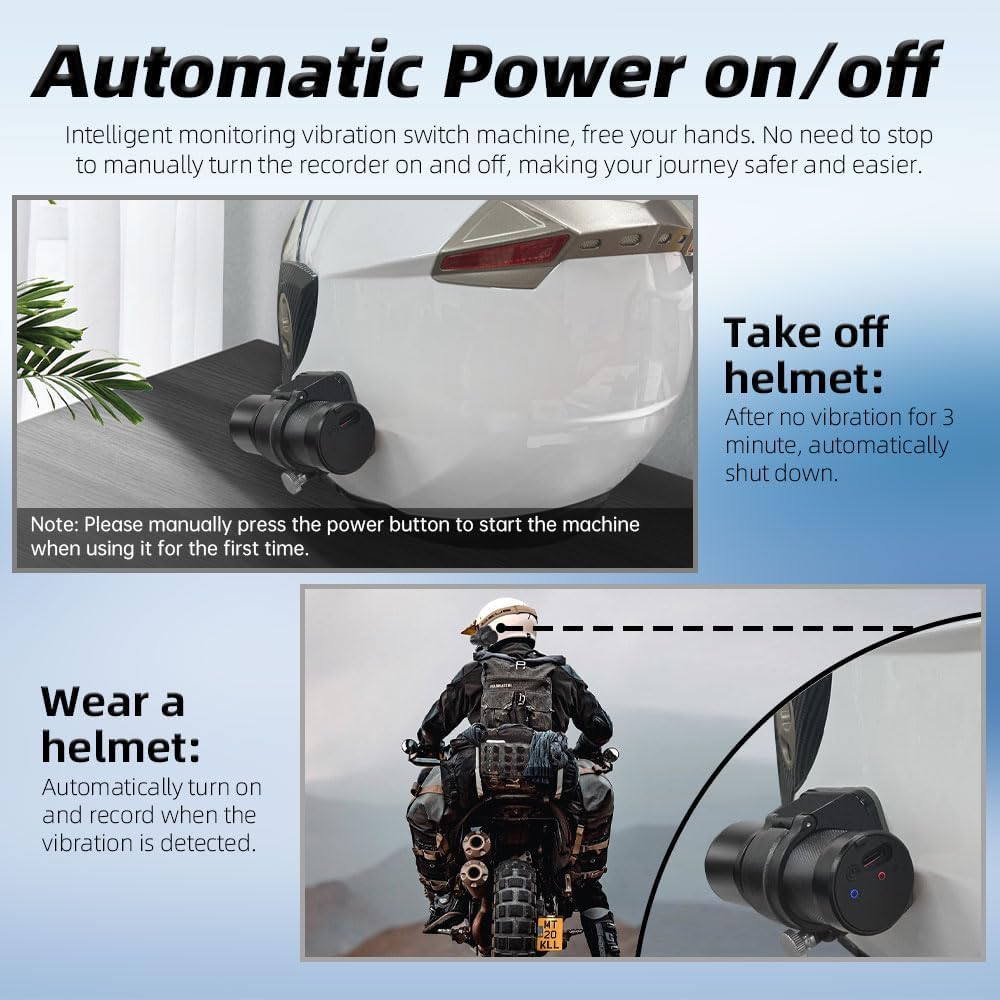 VSYSTO Fahrrad Motorrad Helm Kamera, Auto Power On/Off, WiFi HD 1080P 150 ° Weitwinkel Sternlicht Na