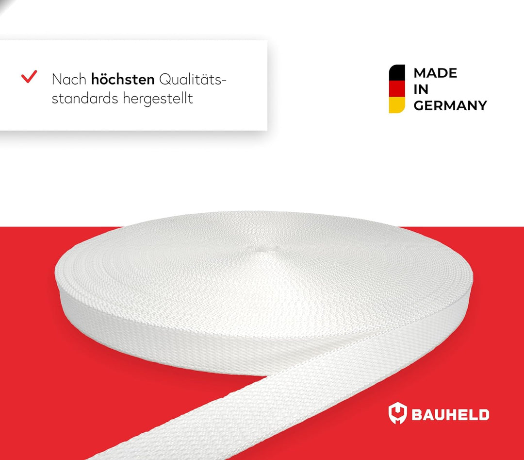 BAUHELD® 50m Rolladengurt 14mm 18mm 20mm 23mm [Made in Germany] Für Rolläden an Türen &amp; Fenster geei