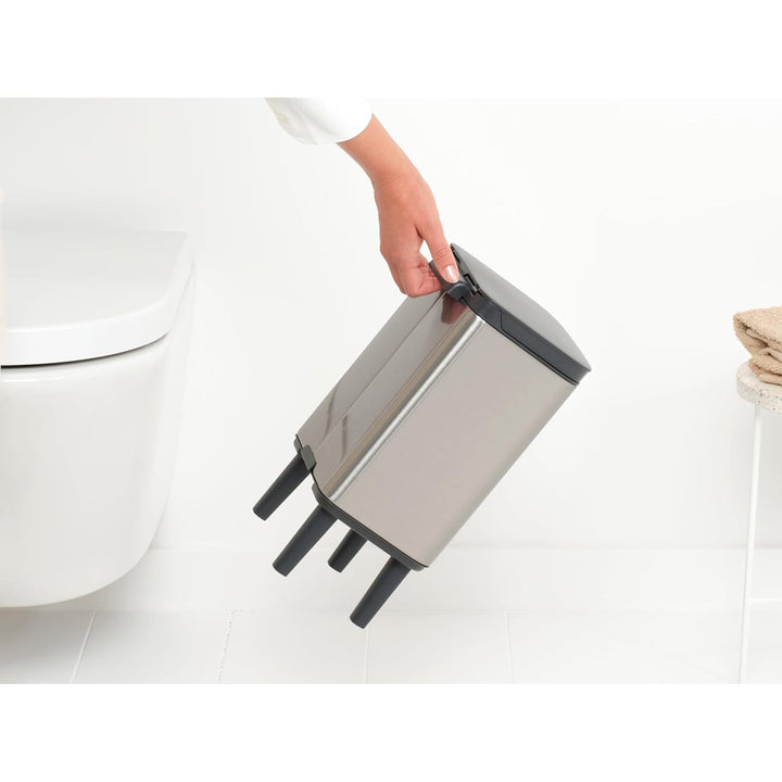 Brabantia - Mülleimer Bo Hi 4L mit Soft-Close-Deckel, herausnehmbarem Inneneimer und Transportgriff
