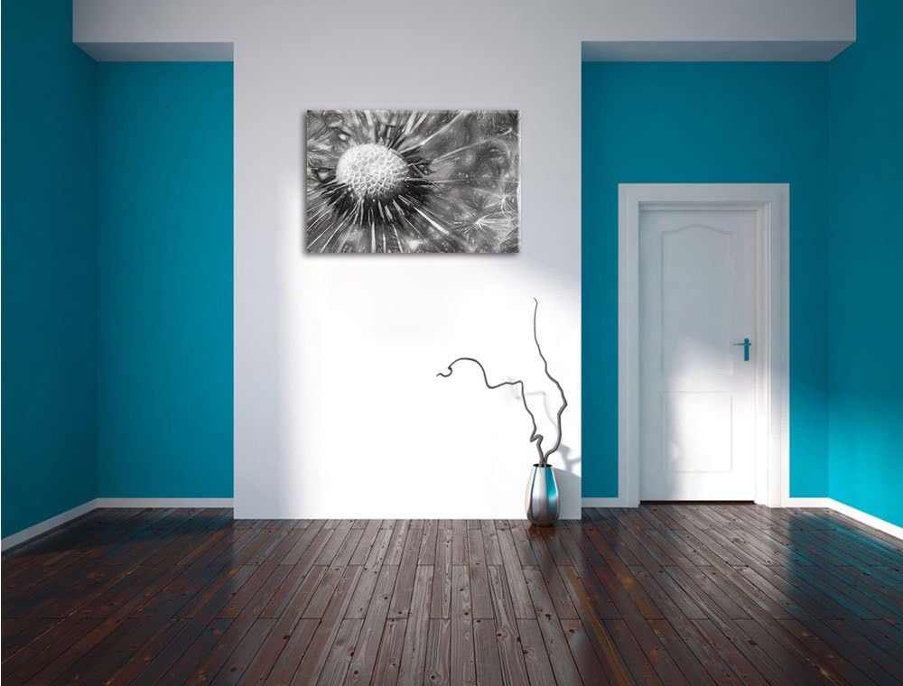 Pusteblume Kohle Effekt, Format: 100x70 auf Leinwand, XXL riesige Bilder fertig gerahmt mit Keilrahm