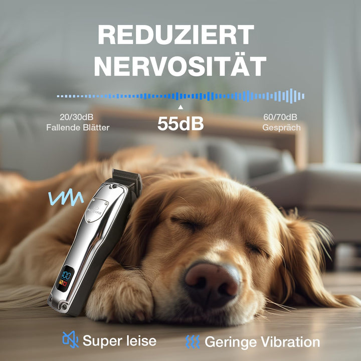 Leise Hundeschermaschine Dichtes Fell, Profi Schermaschine Hund aus Edelstahl,Professionelle Hunde H