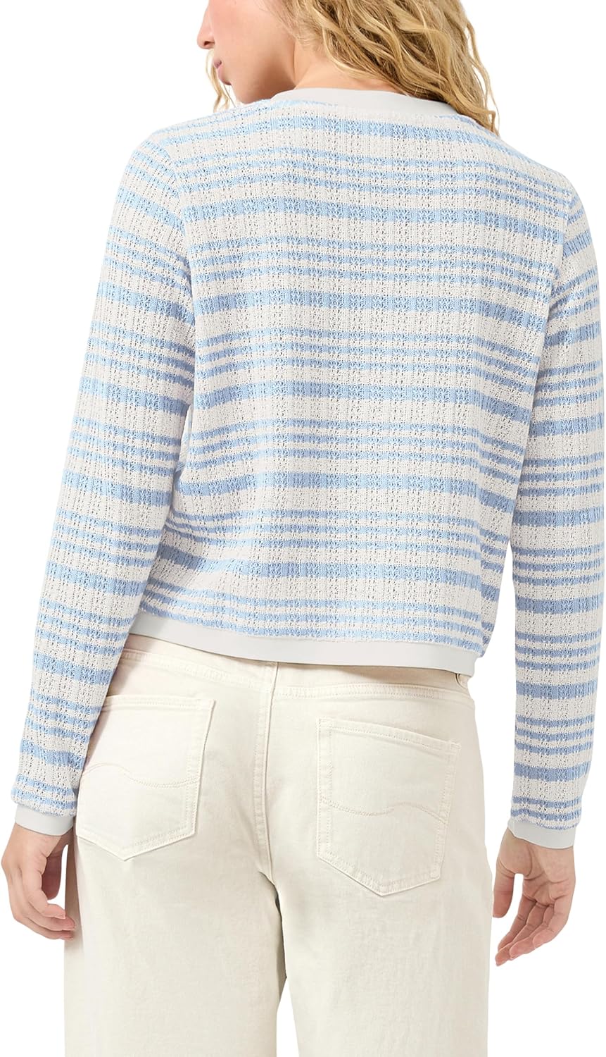 QS Damen Longsleeve mit Ajourmuster T-Shirt Langarm mit Ajourmuster XS 51g0_hellblau, XS 51g0_hellbl