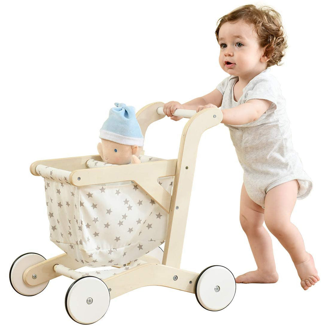 Labebe Lauflernwagen holz, 2-in-1 Verwendung als Laufwagen, Gehfrei Lauflernhilfe Baby/Lauflernhilfe