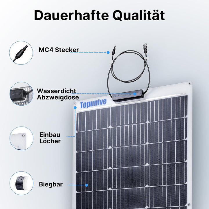 Flexibel Solarpanel 100 Watt 100W 12V Monokristalline Flexible Solarmodul 12 Volt für 12V Batterien