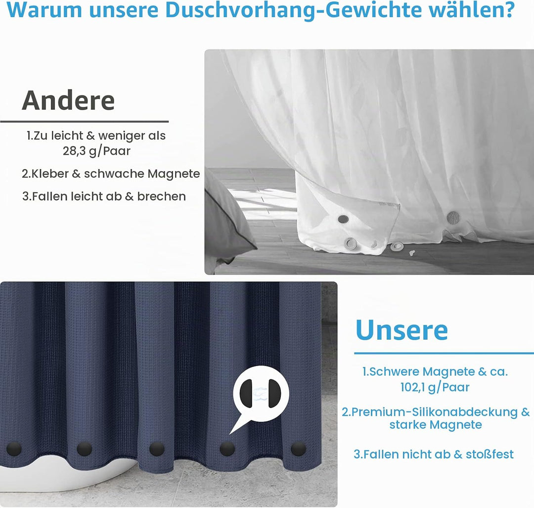 VANZAVANZU Duschvorhang Gewichte, Niemals Rost Duschvorhang Magnete, Silikonbeschichtete Magnete Tis