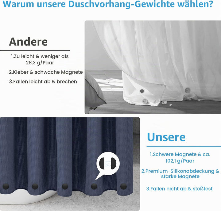 VANZAVANZU Duschvorhang Gewichte, Niemals Rost Duschvorhang Magnete, Silikonbeschichtete Magnete Tis