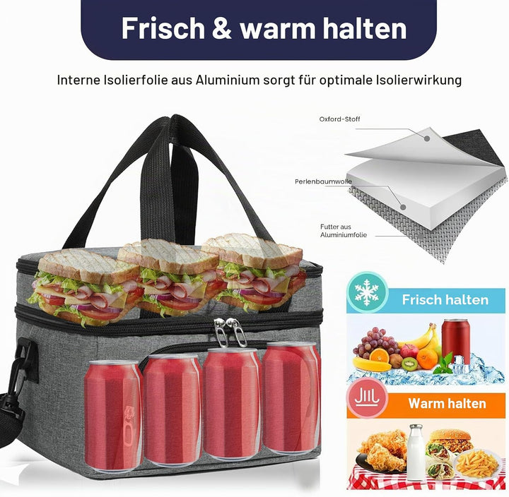 10L Kühltasche für Männer und Frauen – Doppellagige Isolierte Kühltasche, Auslaufsichere Lunchtasche