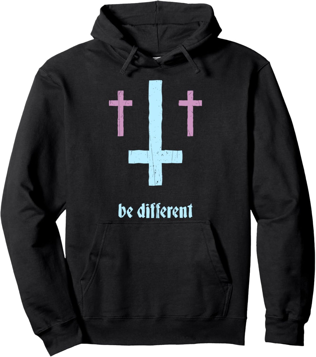 Pastel Goth umgedrehtes Kreuz Be Different Pullover Hoodie