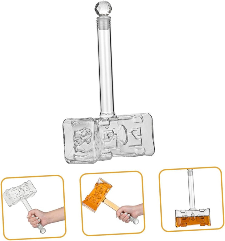 Garneck Reisefertiges Whisky-dekanter-set Glasflasche in Hammerform Für Einfaches Ausgiessen