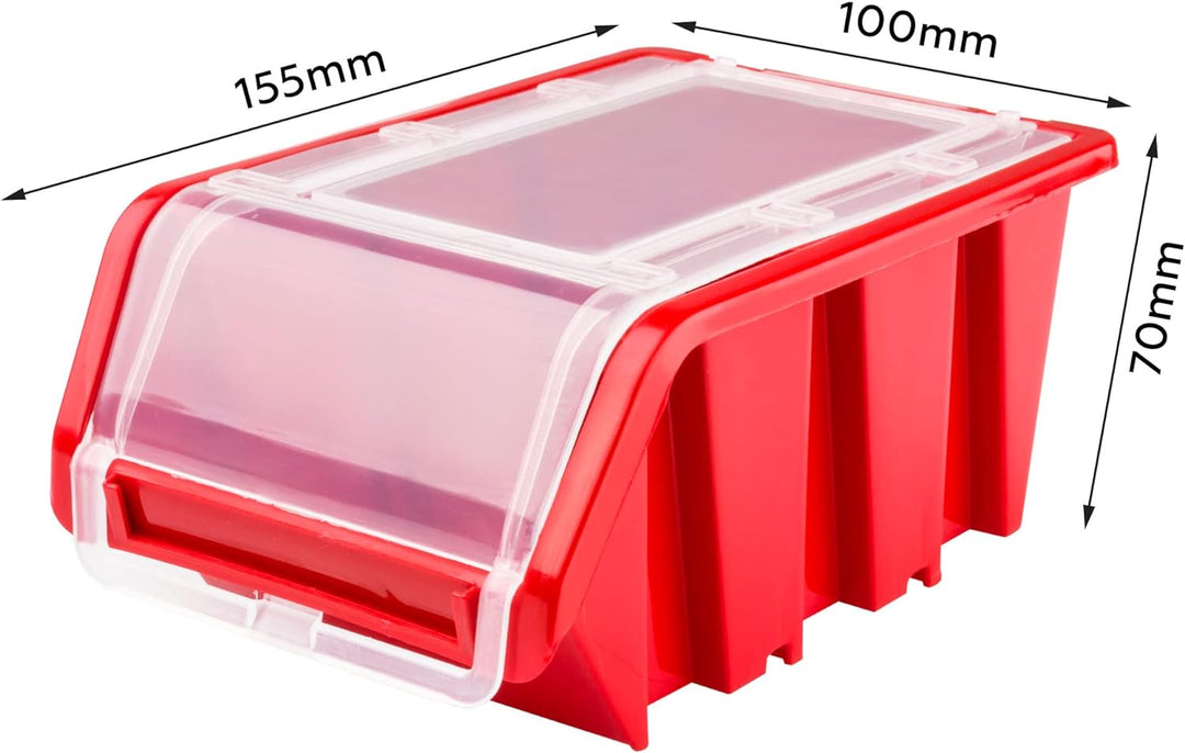 Lagersystem Werkstattregal | 117 x 78 cm | 66 stck. Box | Wandregal mit Stapelboxen - Wandplatten Ex