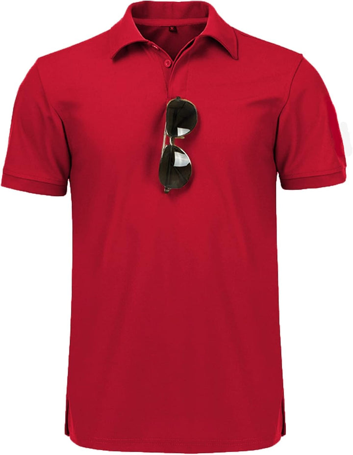 geeksport Poloshirt Herren Golf Kurzarm Freizeit Sport Polo Tennis Tshirts mit Brillenhalter Knopfle
