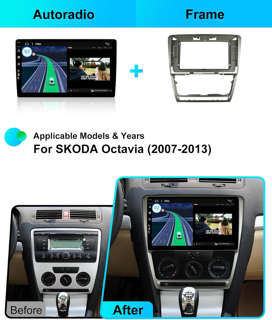 JOYX Android 12 IPS Autoradio Passt für SKODA Octavia (2007-2009) - 4G+64G - Eingebaut DSP/Carplay/A