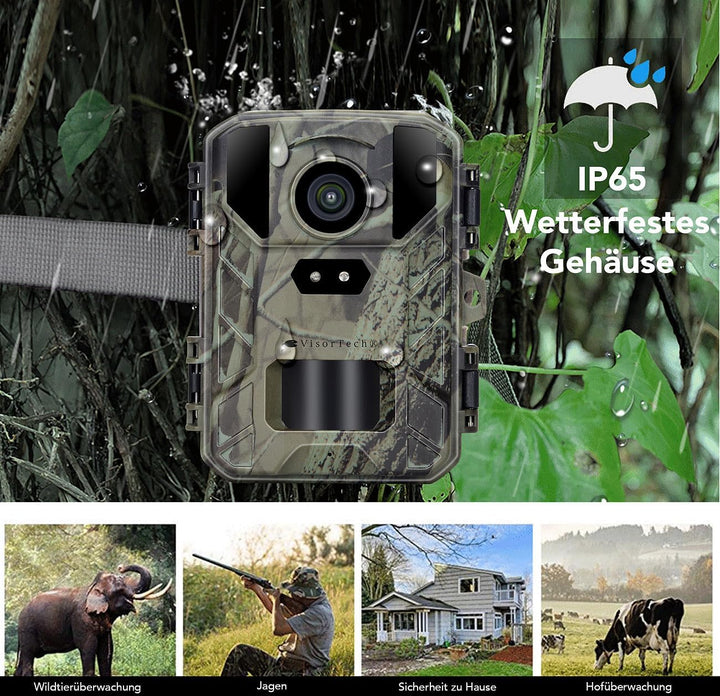 VisorTech Wildkameras: Wildkamera mit 50 MP, interpolierter 4K-Auflösung und No-Glow-IRs (Überwachun
