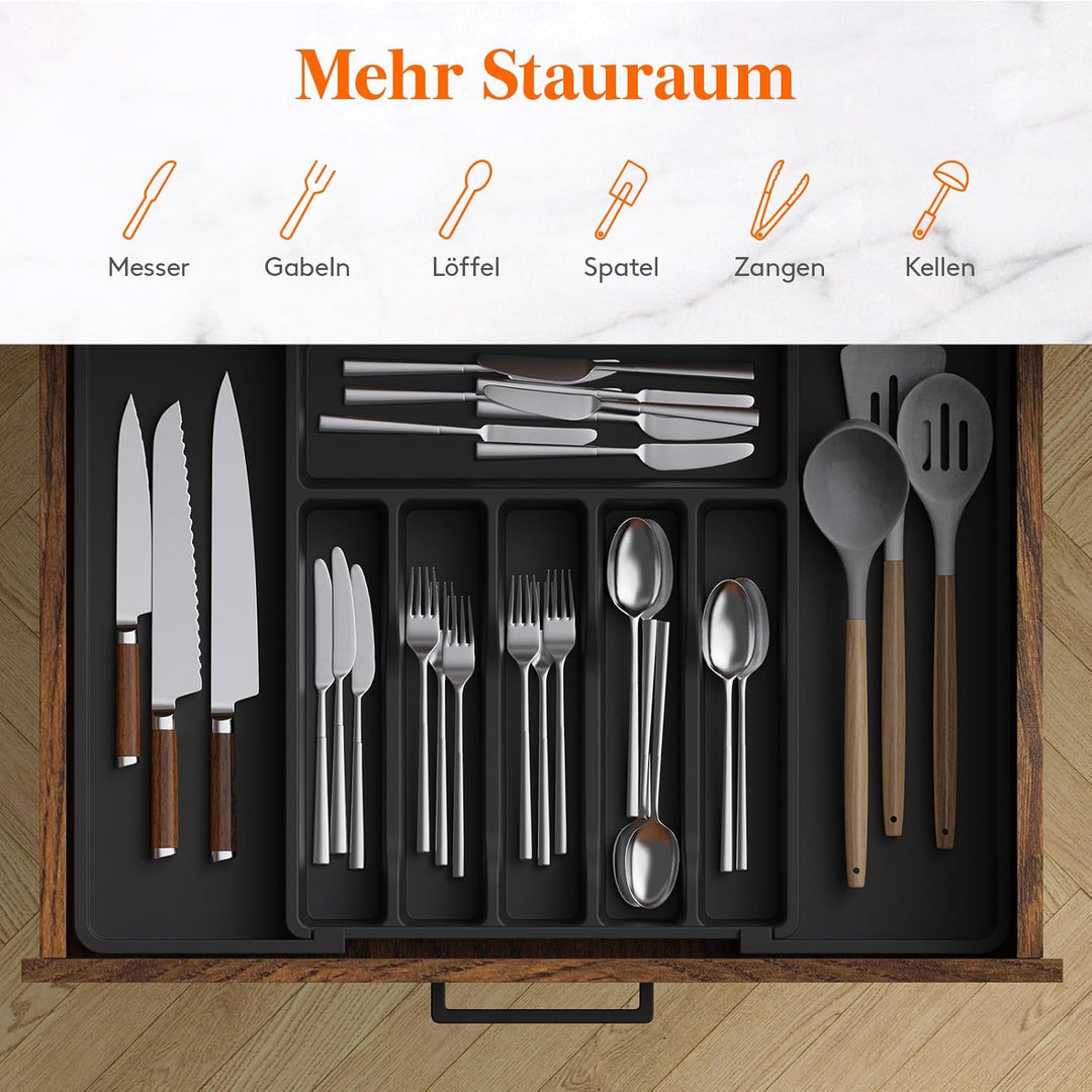 Lifewit Besteckkasten für Schubladen, Verstellbarer küchenutensilienhalter Tiefe 42,4 cm, Grosser Kü