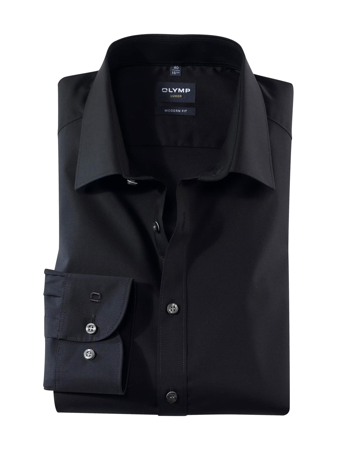 OLYMP Herren Businesshemd Langarm Luxor,Rotationsdruck,modern fit,Global Kent 37 Schwarz 68, 37 Schw