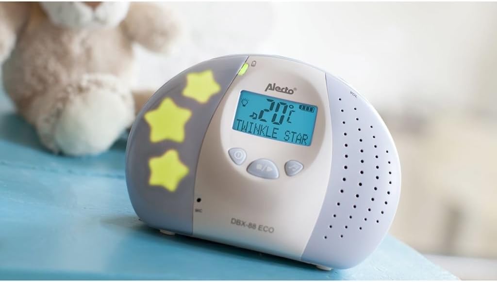 Alecto DBX-88 Eco DECT Digitales Babyphone hohe Reichweite bis zu 300 m. (100% störungsfrei), Gegens