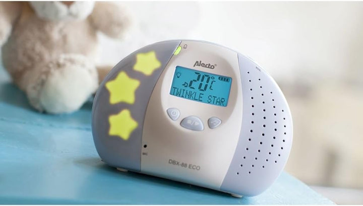 Alecto DBX-88 Eco DECT Digitales Babyphone hohe Reichweite bis zu 300 m. (100% störungsfrei), Gegens