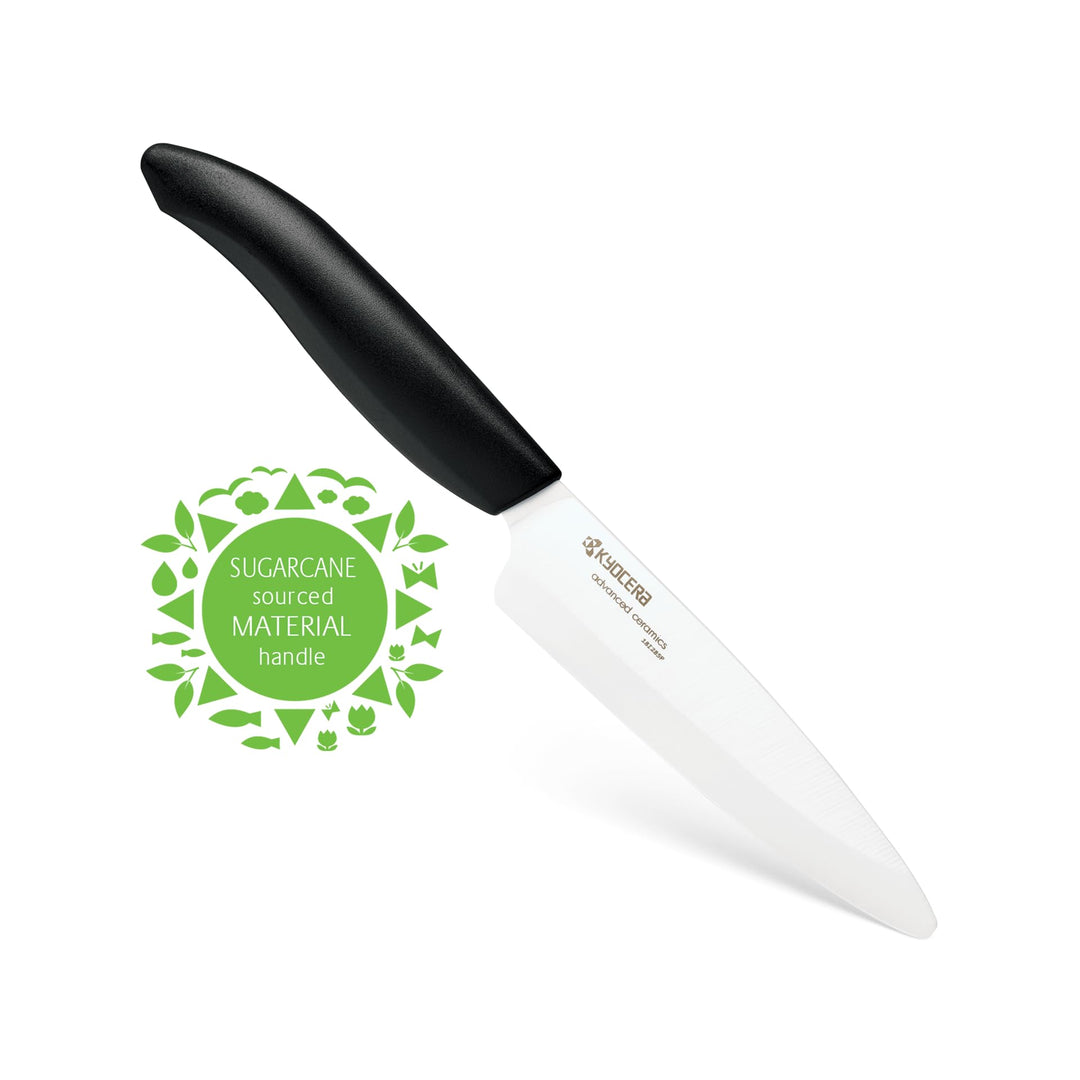 KYOCERA Keramikmesser, Allzweckmesser, Griff Biokunststoff aus Zuckerrohr, Klinge 11 cm, Klinge aus