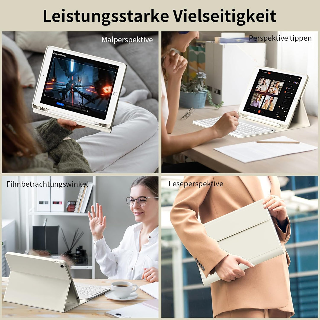 Tastatur Hülle für iPad 10,2 Zoll 9. 8. 7. Generation 2021 2020 2019, Abnehmbarer Bluetooth QWERTZ K