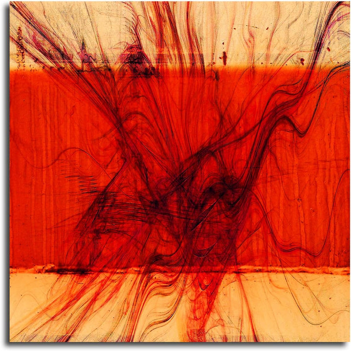 Paul Sinus Art Abstraktes Bild auf Leinwand rot krass Abstrakt136- dekorativer Einteiler Wandbild 60