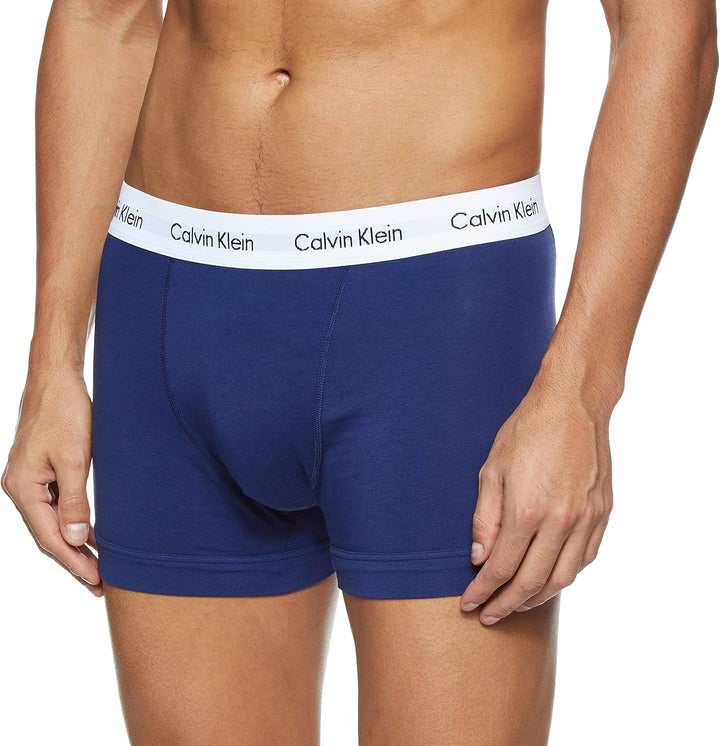 Calvin Klein Baumwolle Stretch 3 Pack Boxer Short, Schwarz Mit Blau/erdbeerfeld/schwarz S White/Red