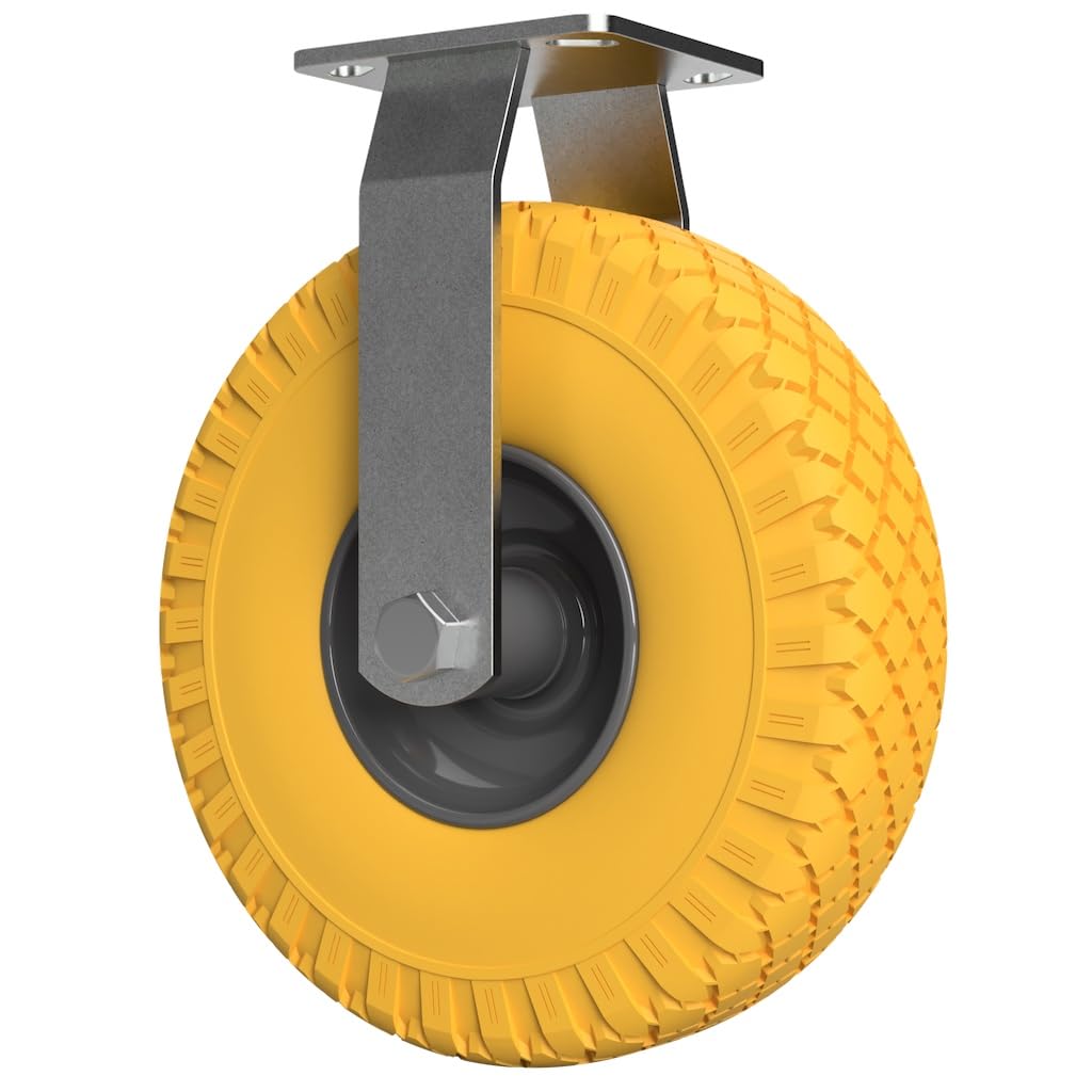 1 x Bockrolle mit PU Rad Ø 260 mm 3.00-4 Kugellager Transportrolle PANNENSICHER, gelb/grau, 1 x Bock
