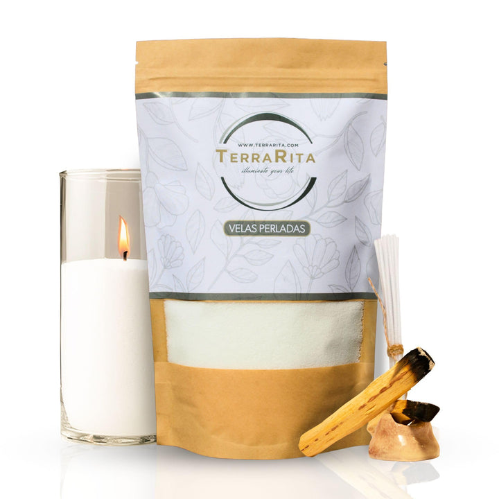 TerraRita Kerzensand mit Docht 1kg. Kerzen sand perlenkerzen Pearled candle powder wax set Wachsperl