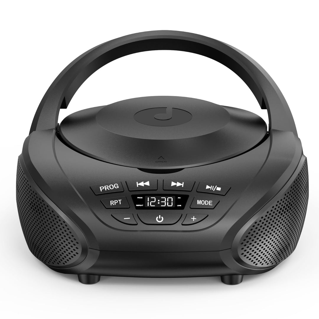 Gueray Tragbarer CD-Player Boombox Kompakt-Radio mit Stereo-Lautsprechern UKW-Radio 3,5-mm-AUX-Einga