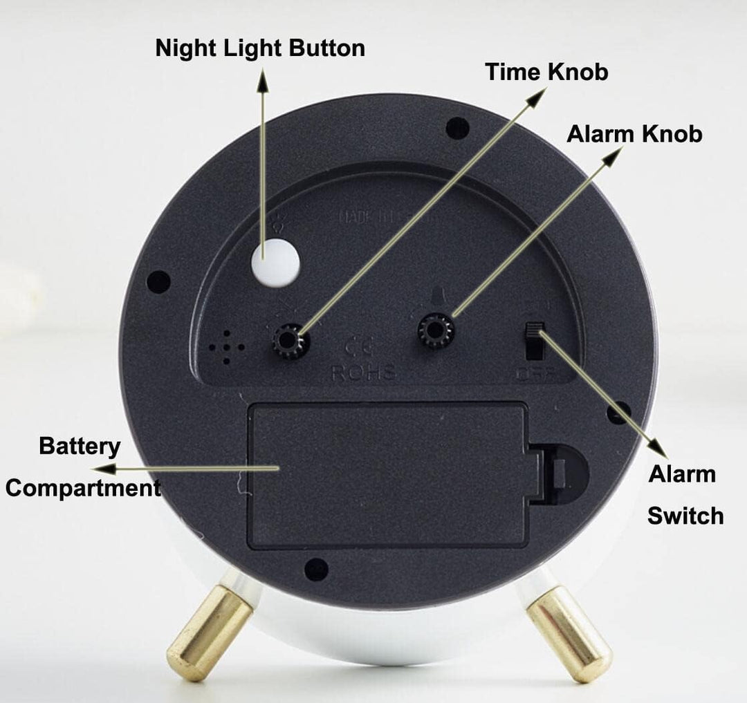 Shisedeco Wecker mit Hintergrundbeleuchtung, analog, nicht tickend, leise, kleine Tischuhr mit arabi