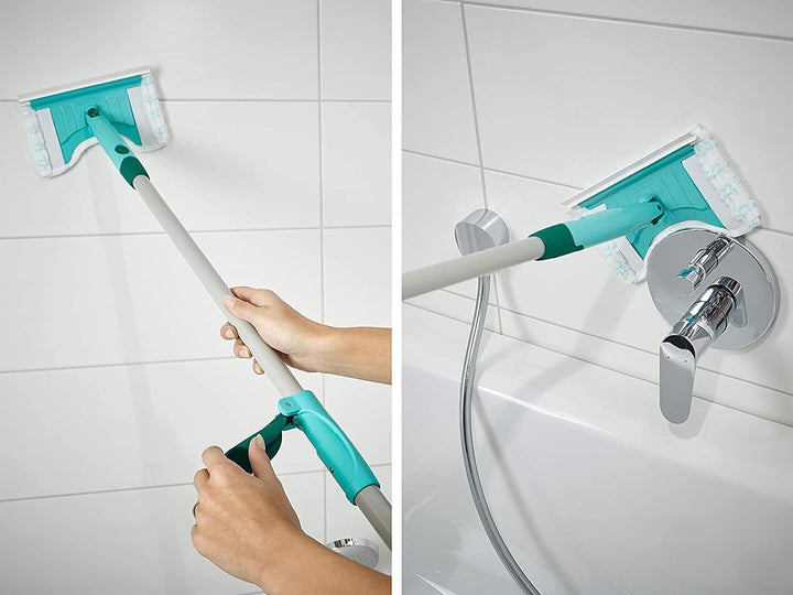 Leifheit Badwischer Bath Cleaner micro duo Telescope 125cm mit 360°-Drehgelenk, Fliesenwischer ideal