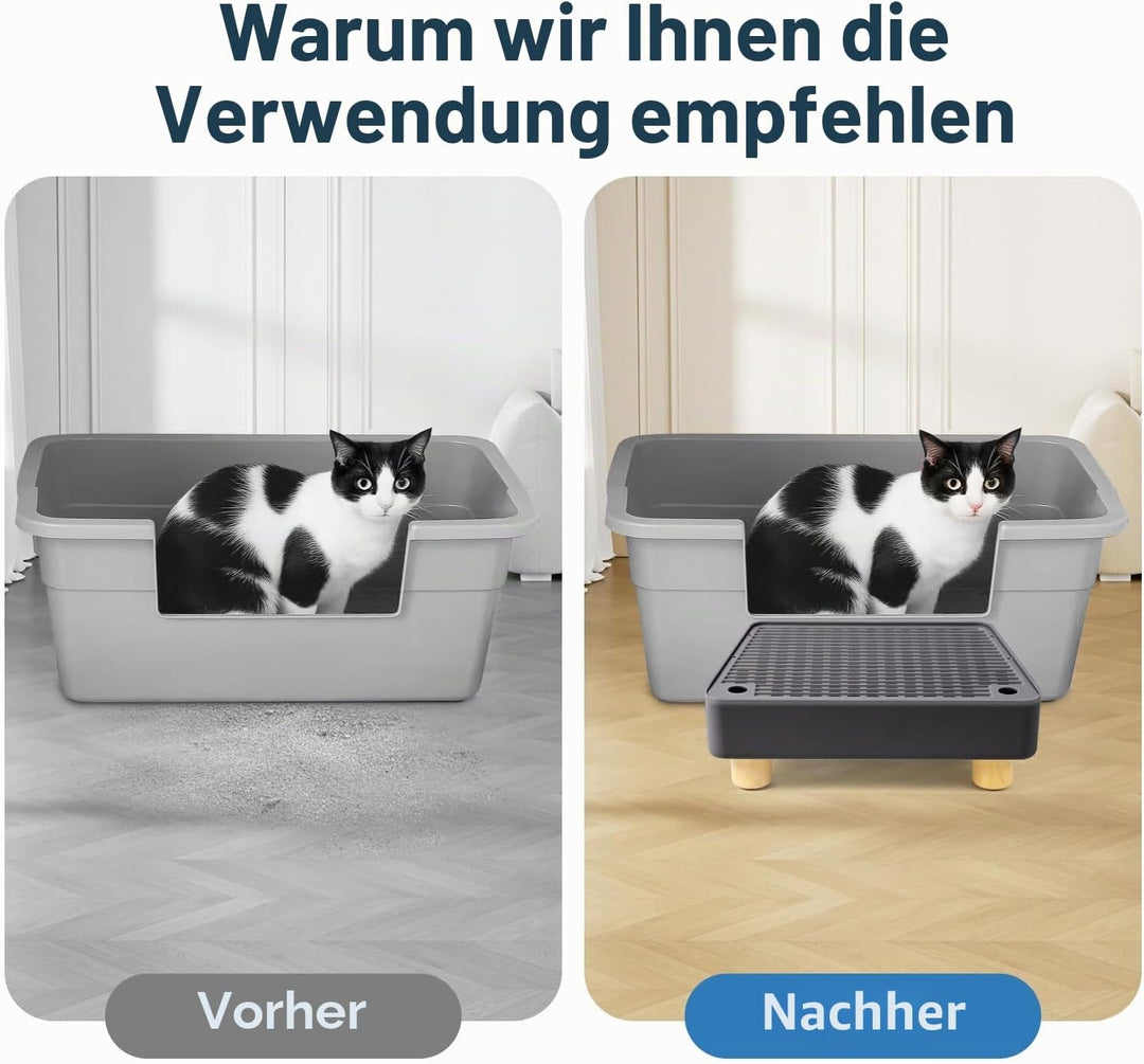 Katzentoilettenrampe, Katzen Treppen &amp; Stufen mit Holzfüsse Filterfunktion, leicht zu reinigender Ti