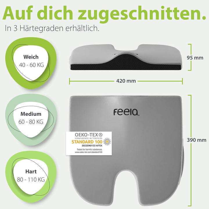 feela.® Orthopädisches Keilkissen [3 Härtegrade] – Memory Foam Haltungskorrektur für mehr Sitzkomfor