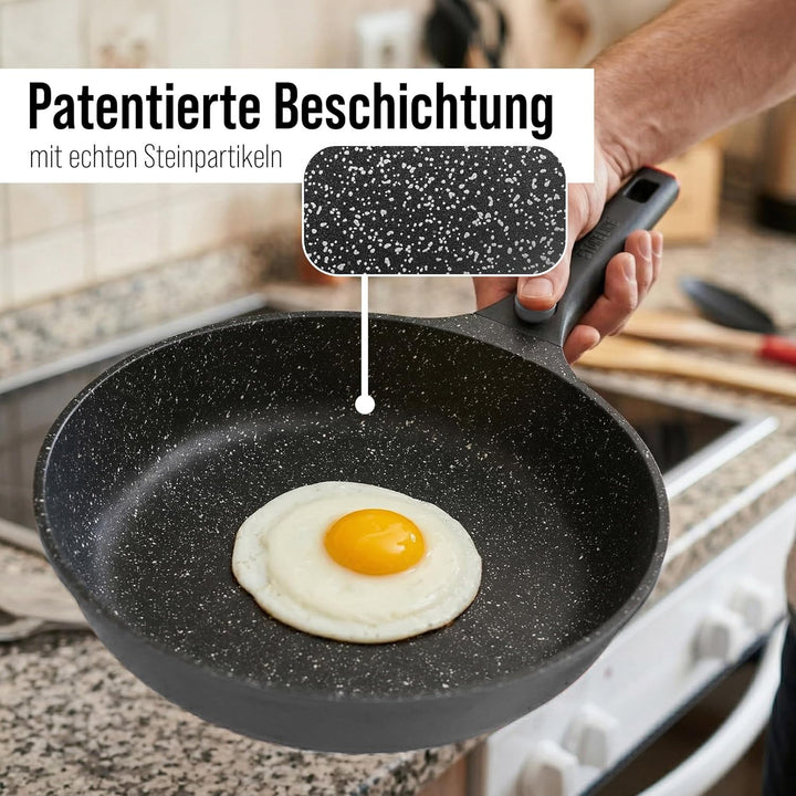 STONELINE SMART Pfannenset 6-teilig 20/24/28 cm, Pfanne Aluguss, Abnehmbarer Griff Pfannenwender Pfa