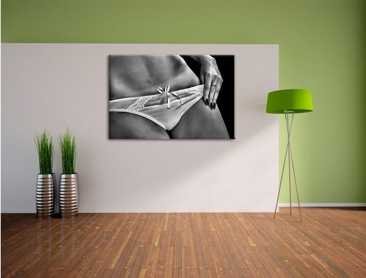 Pixxprint Sexy weisse Dessous / 100x70cm Leinwandbild bespannt auf Holzrahmen/Wandbild Kunstdruck De