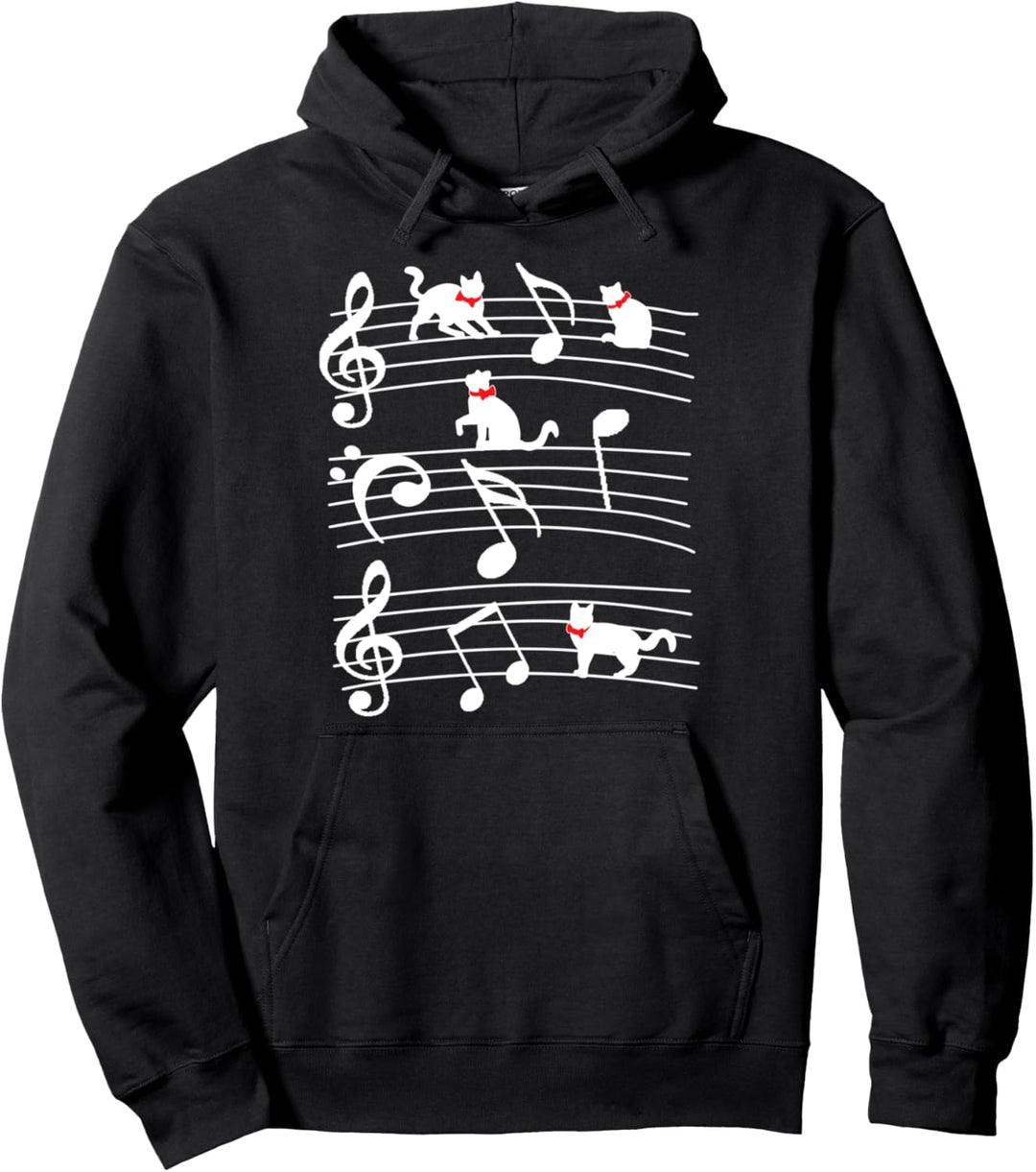 Musik Musiknoten Notenschlüssel Mieze Katzen Melodie Noten Pullover Hoodie