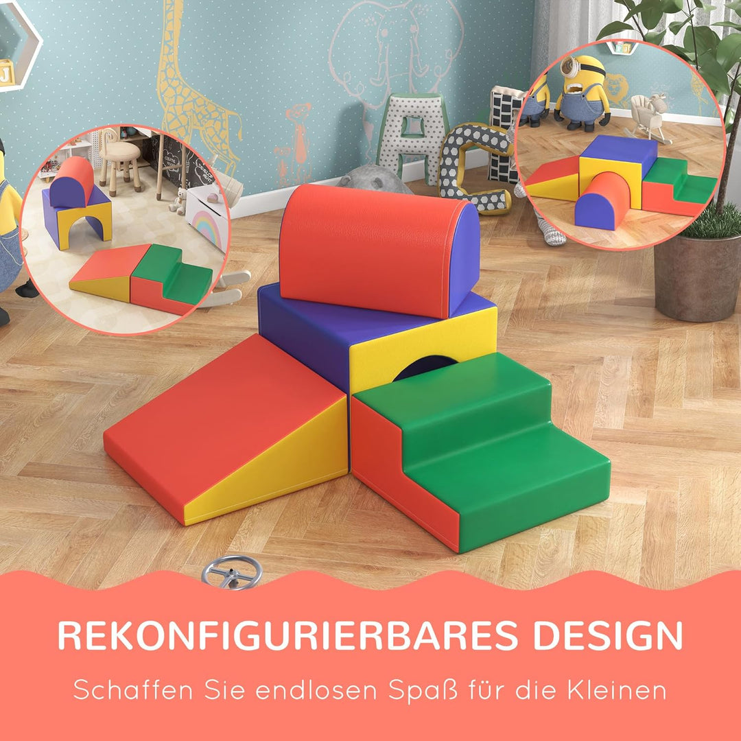 HOMCOM 4 TLG. Schaumstoff Bausteine Kinder Softbausteine Klettern Bauklötze Weiche Schaumstoffbauste
