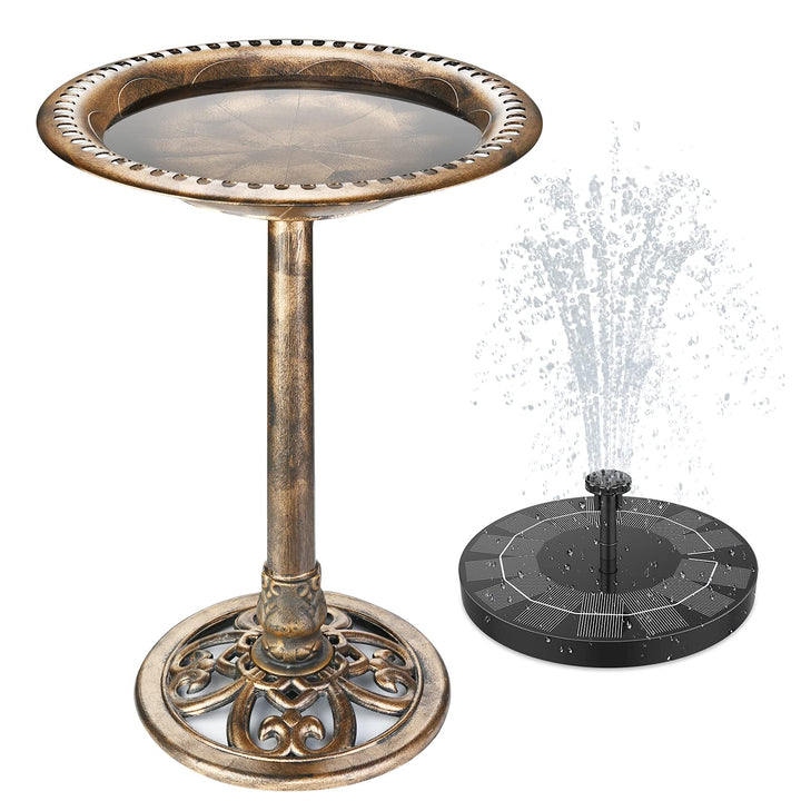 AISITIN Vogeltränke mit 2.5W Solar Springbrunnen, Futterplatz, Garten/Balkon Dekoration, Vogelbecken