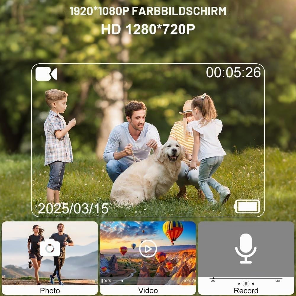 OBEST Mini Action Cam 360 Action Kamera WiFi Bodycam Körperkamera 1080P Wasserdicht Motorrad Helmkam