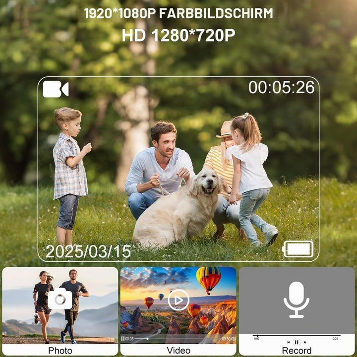 OBEST Mini Action Cam 360 Action Kamera WiFi Bodycam Körperkamera 1080P Wasserdicht Motorrad Helmkam