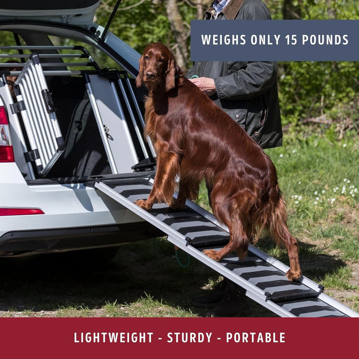 TRIXIE 39479 Robuste Teleskop-Haustierrampe, 175,3 cm, leichtes Aluminium, tragbare Hunderampe, Auto