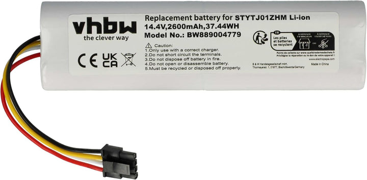 vhbw Akku kompatibel mit Xiaomi Roborock S7 MaxV, S75, S7+ Tanos-S, S70, S7 Max Saugroboter (2600 mA