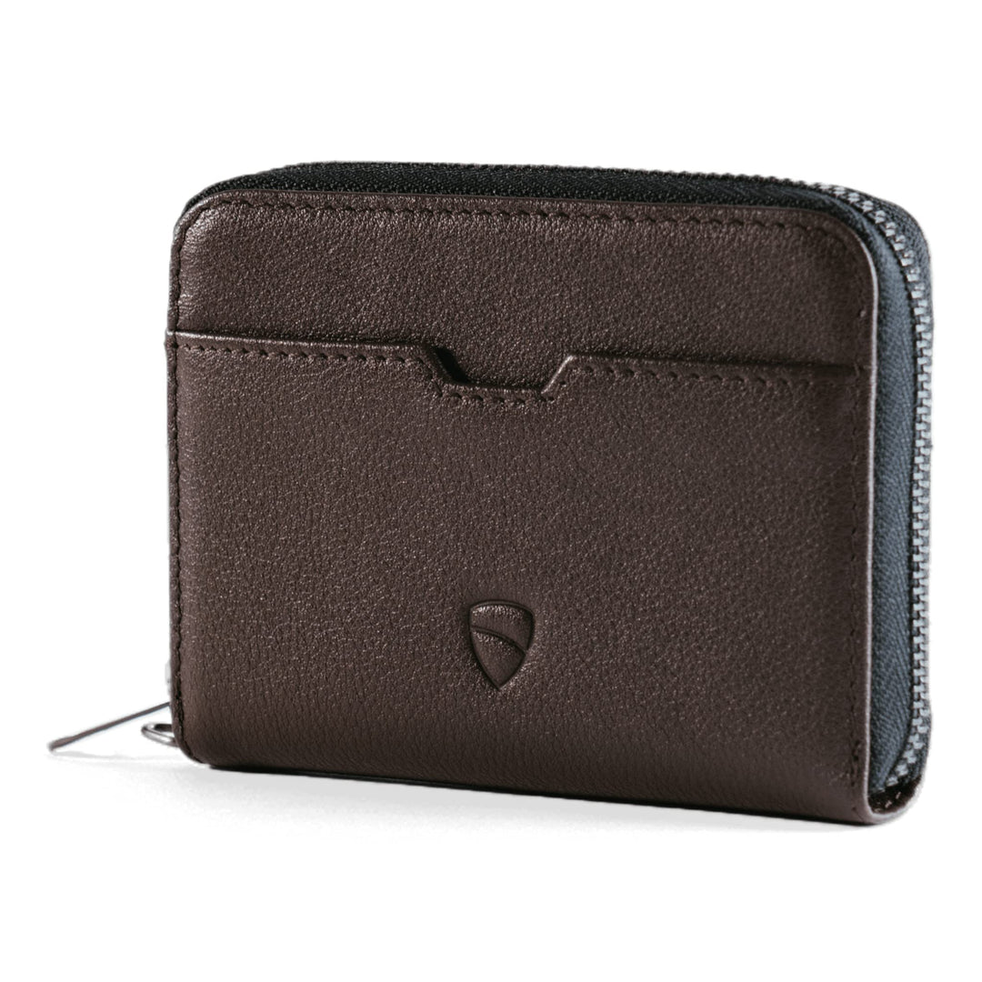 Vaultskin Mayfair Minimalistische Geldbörse aus Leder mit Reissverschluss Kleiner RFID-blockierender