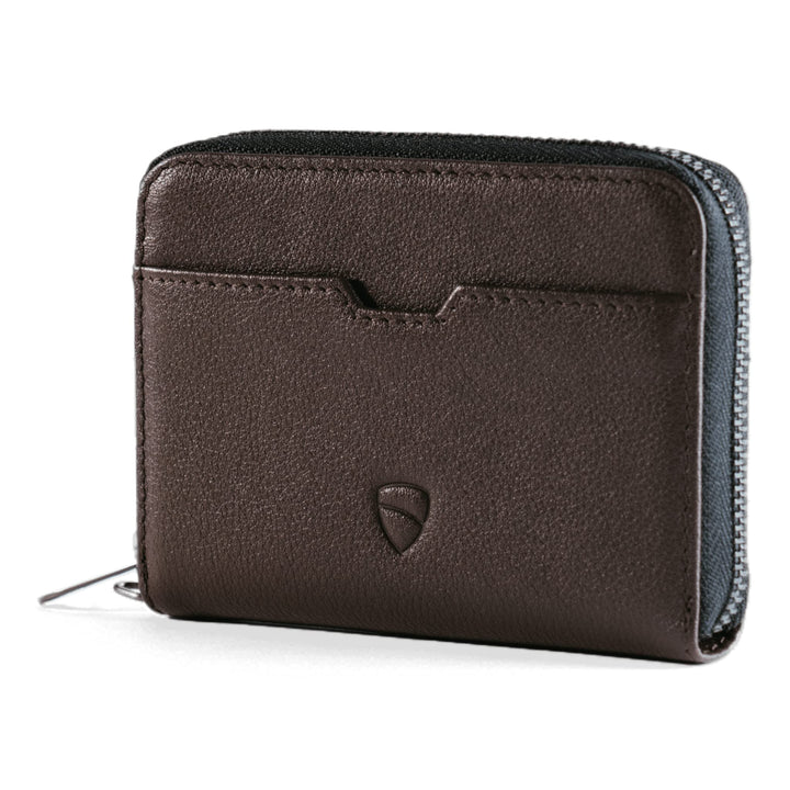 Vaultskin Mayfair Minimalistische Geldbörse aus Leder mit Reissverschluss Kleiner RFID-blockierender