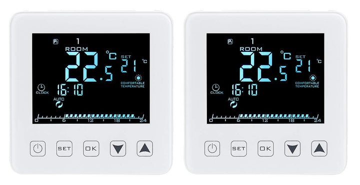 revolt Smart Home Thermostat: 2er-Set WLAN-Thermostate für Fussbodenheizungen, für Siri, Alexa & GA
