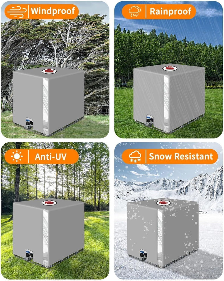 IBC Tank Abdeckung 1000L, IBC Container Zubehör, Wassertank Abdeckplane mit Transparenter Folie, Ant