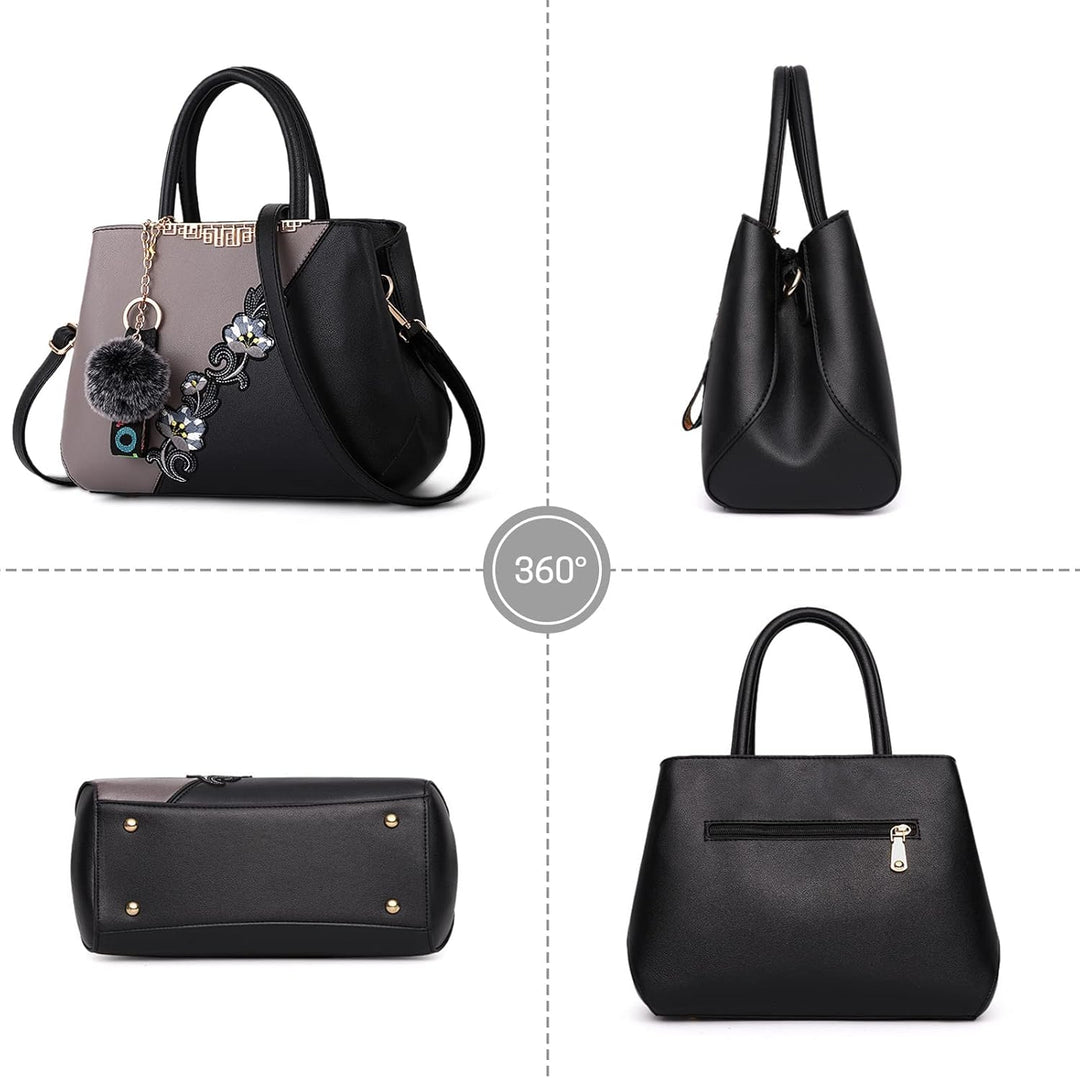 DIRRONA Damen Handtasche Mode Blumenmuster Schulterbeutel Grosse Kapazität Umhängetasche Casual Reis