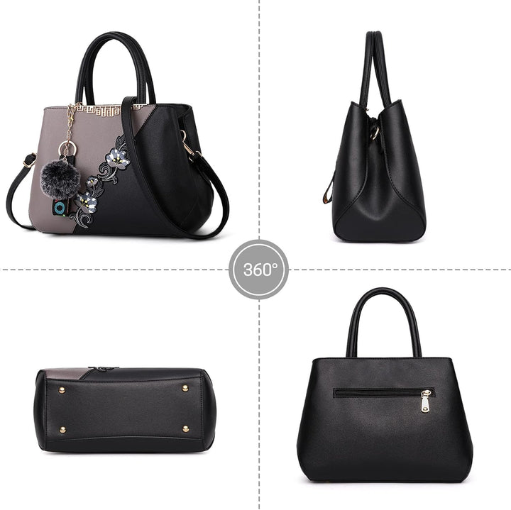 DIRRONA Damen Handtasche Mode Blumenmuster Schulterbeutel Grosse Kapazität Umhängetasche Casual Reis