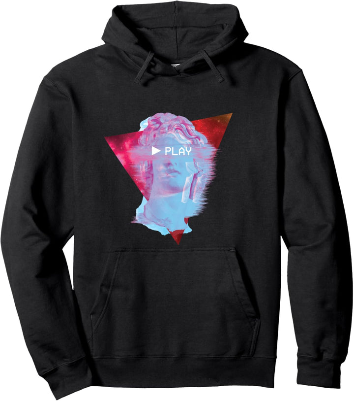 Glitch Greek Statue Play Retrowave Synthwave Vaporwave Pullover Hoodie