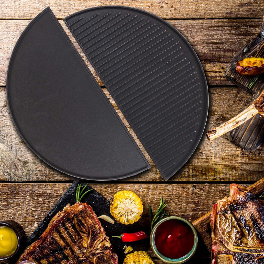 Wiltec 2x Gusseisen Grillplatte 49,8 x 24,3 x 1,5 cm, Gusseisenplatte für Grill mit guter Hitzespeic