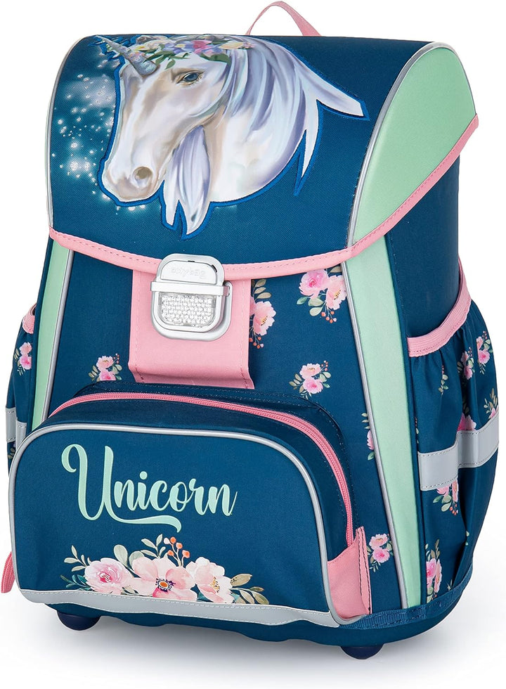 SCOOLSTAR Schulranzen Einhorn Mädchen 1 Klasse Tornister Schulrucksack Schultasche SET 3 teilig inkl
